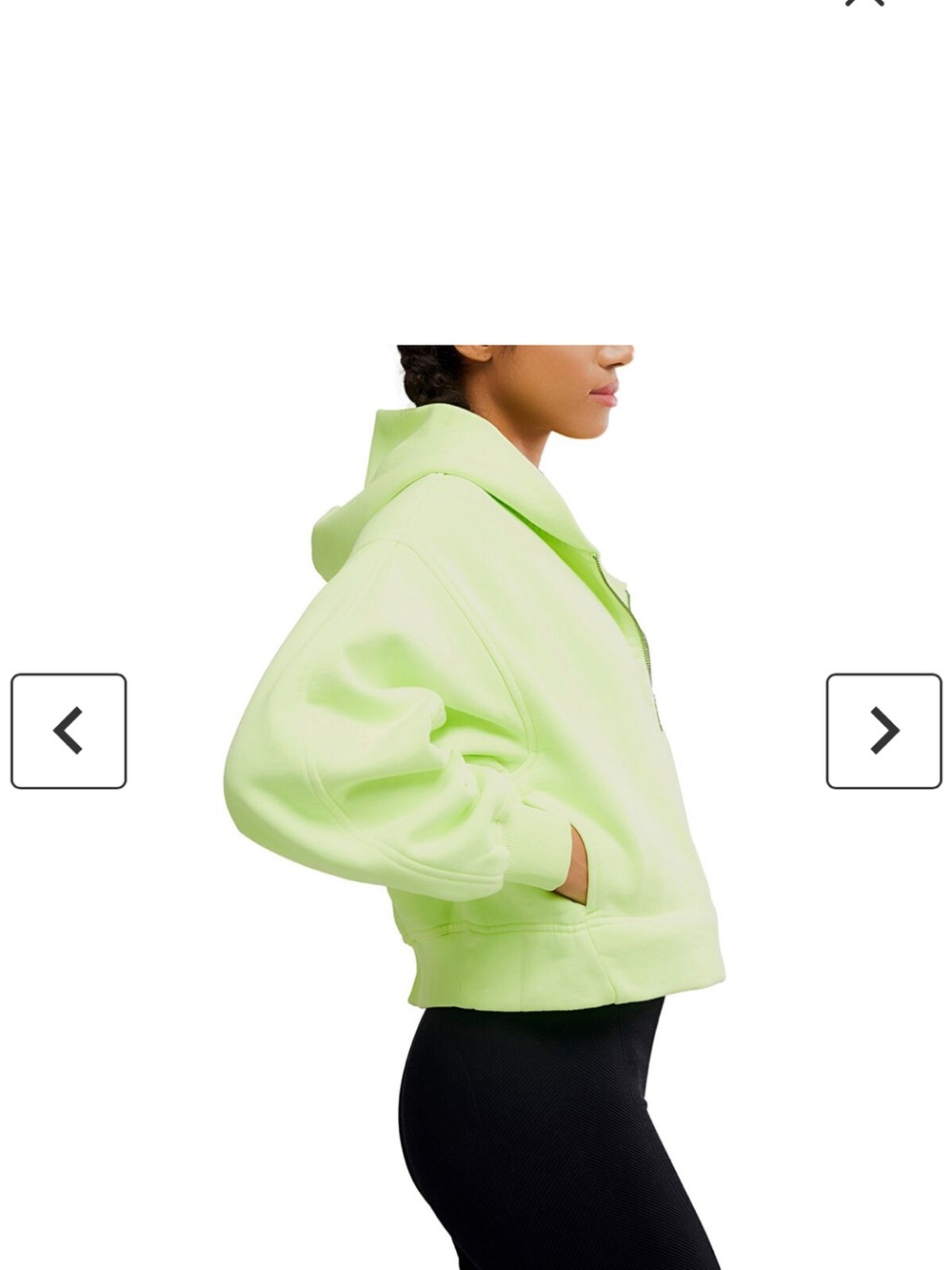 FP Movement by Free People Neon Lime Cropped Zip Bomber Hoodie